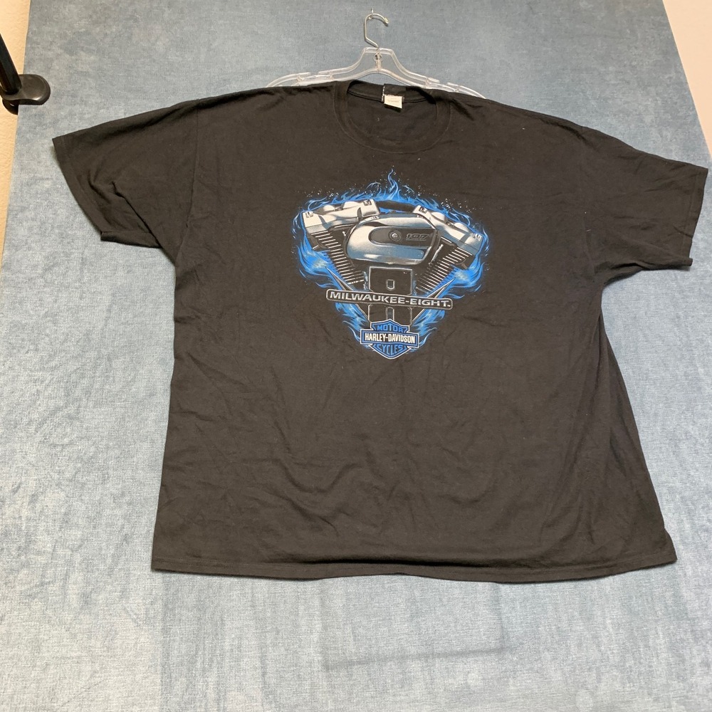 Harley Davidson Motor Cycles Milwaukee Eight T Shirt Mens 3XL Black Cotton Tee